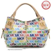 michael kors mk signature groot witte multicolor bakken Tassen Vintage zmag6229